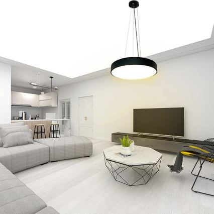 LED Prigušivi luster na sajli LED/50W/230V 3000-6500K crna + daljinski upravljač