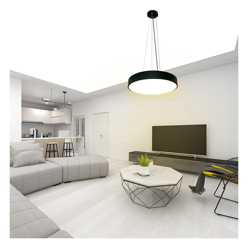 LED Prigušivi luster na sajli LED/50W/230V 3000-6500K crna + daljinski upravljač