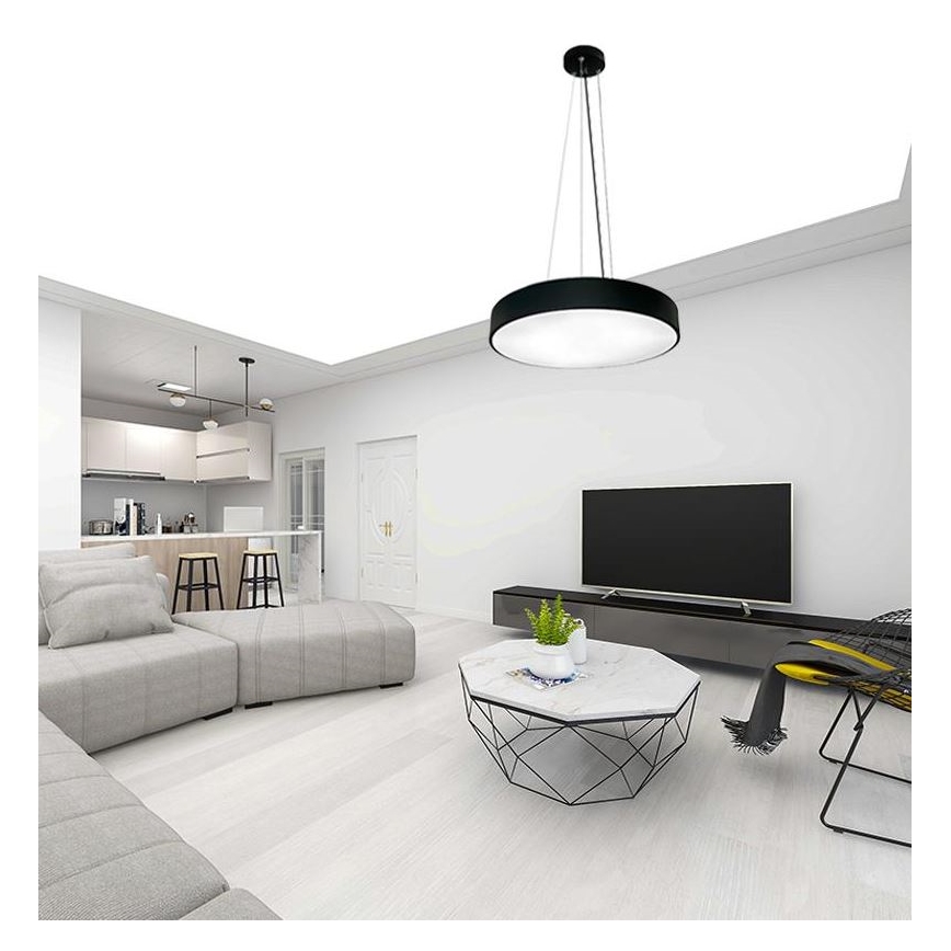 LED Prigušivi luster na sajli LED/50W/230V 3000-6500K crna + daljinski upravljač