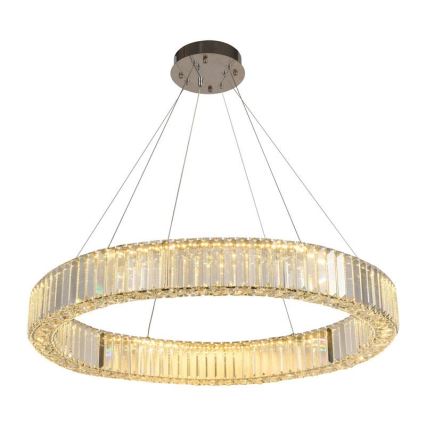 LED Prigušivi kristalni luster na sajli LED/50W/230V 3000-6500K sjajni krom + daljinski upravljač