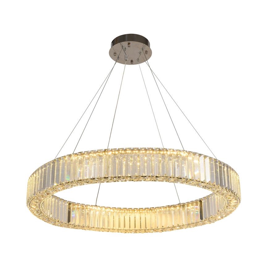 LED Prigušivi kristalni luster na sajli LED/50W/230V 3000-6500K sjajni krom + daljinski upravljač