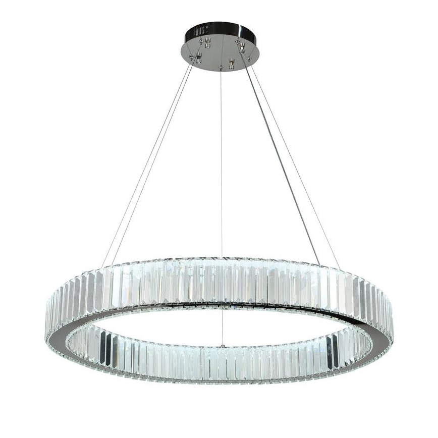 LED Prigušivi kristalni luster na sajli LED/50W/230V 3000-6500K sjajni krom + daljinski upravljač