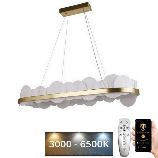 LED Prigušivi luster na sajli LED/50W/230V 3000-6500K zlatna + daljinski upravljač