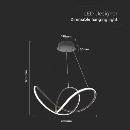 LED Prigušivi luster na sajli LED/50W/230V 3000K crna