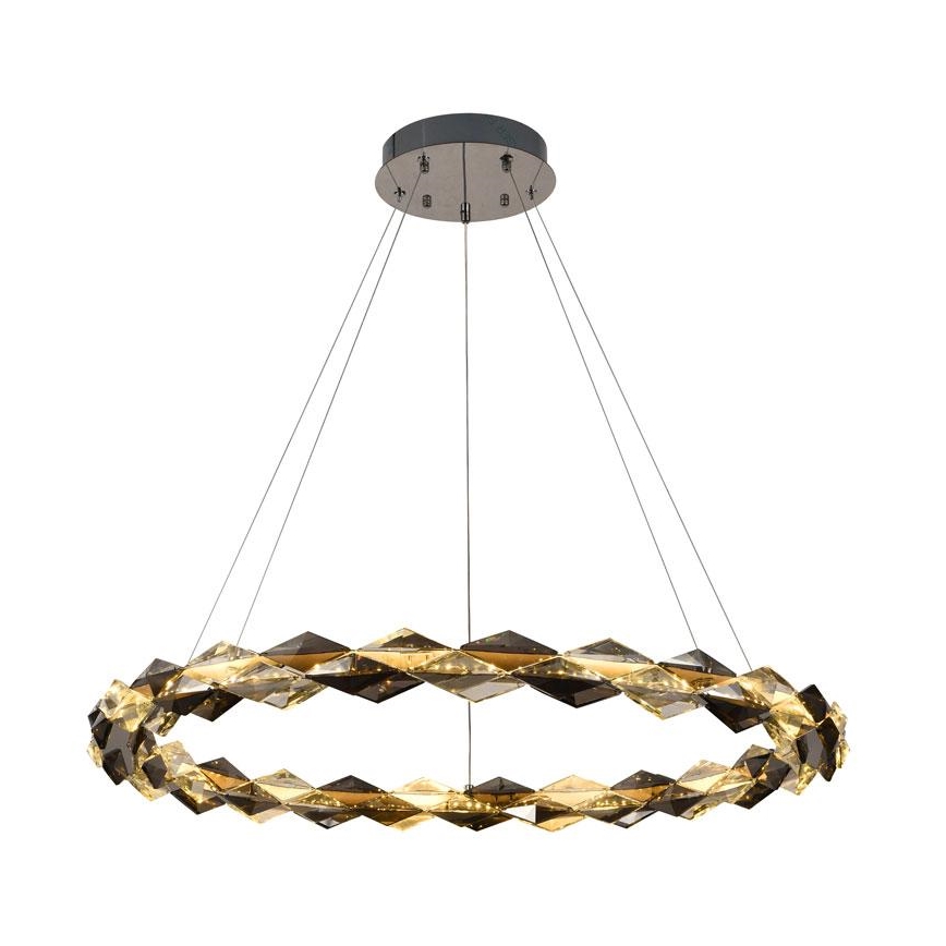 LED Prigušivi kristalni luster na sajli LED/55W/230V 3000-6500K sjajni krom + daljinski upravljač