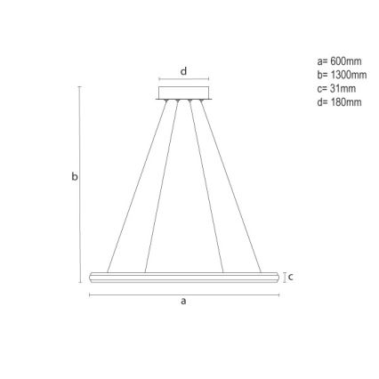 LED prigušivi luster na sajli LED/55W/230V 3000-6500K Ø 60 cm + daljinsko upravljanje