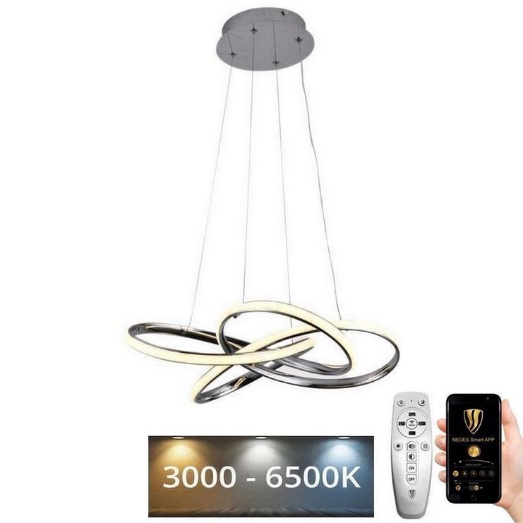 LED Prigušivi luster na sajli LED/65W/230V 3000-6500K pr. 48 cm siva + daljinski upravljač