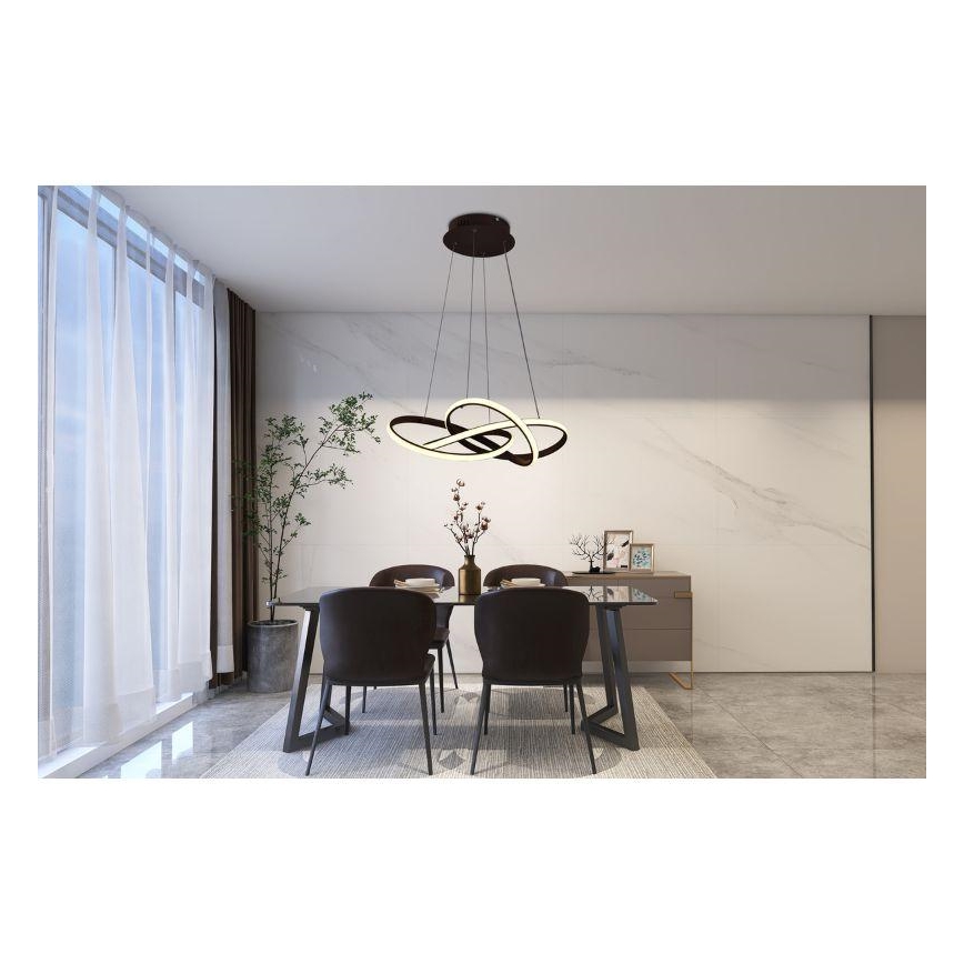 LED Prigušivi luster na sajli LED/65W/230V 3000-6500K smeđa + daljinski upravljač