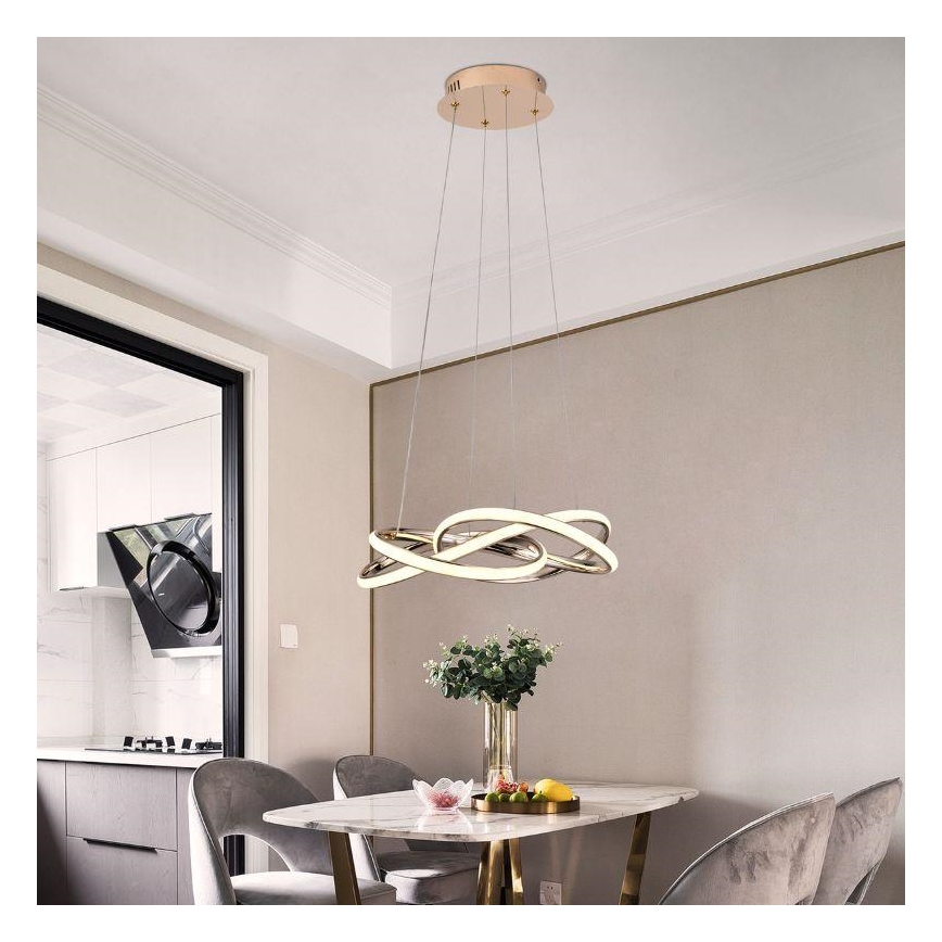 LED Prigušivi luster na sajli LED/65W/230V 3000-6500K zlatna + daljinski upravljač