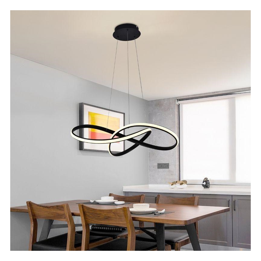 LED Prigušivi luster na sajli LED/70W/230V 3000-6500K pr. 60 cm crna + daljinski upravljač