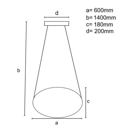 LED Prigušivi luster na sajli LED/70W/230V 3000-6500K pr. 60 cm crna + daljinski upravljač