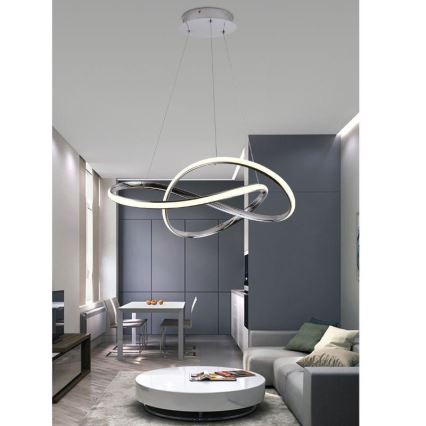 LED Prigušivi luster na sajli LED/70W/230V 3000-6500K pr. 60 cm sjajni krom + daljinski upravljač