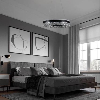 LED Prigušivi luster na sajli LED/80W/230V 3000-6500K crna + daljinski upravljač