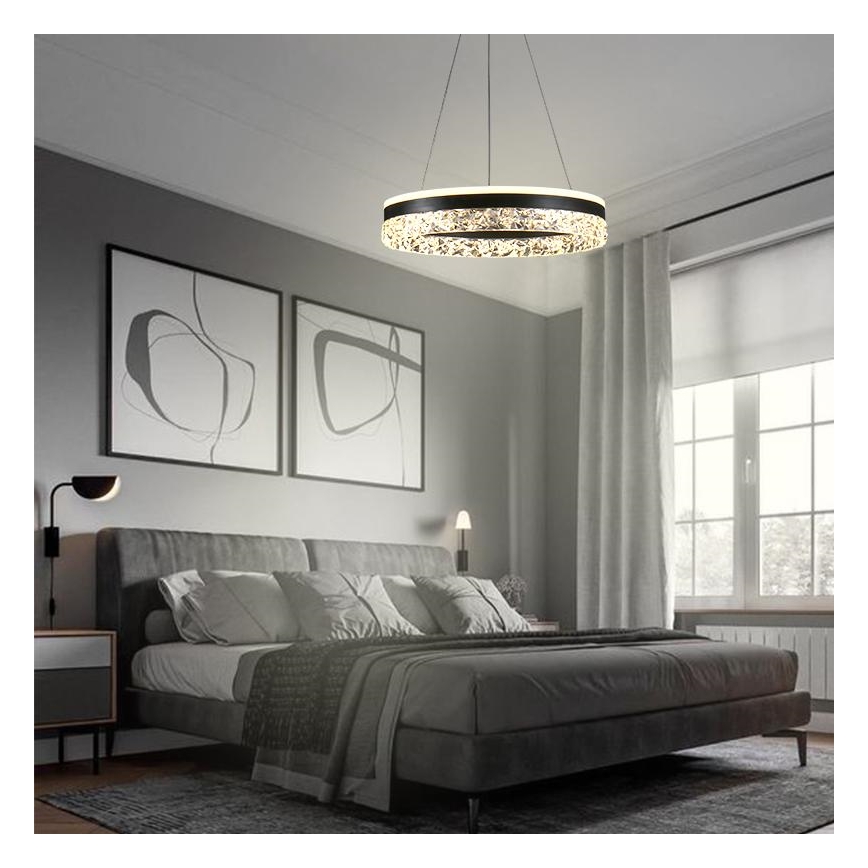LED Prigušivi luster na sajli LED/80W/230V 3000-6500K crna + daljinski upravljač