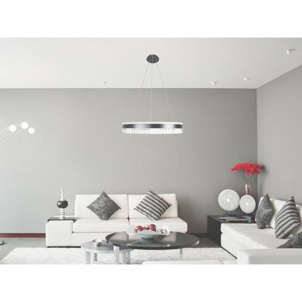 LED Prigušivi kristalni luster na sajli LED/80W/230V 3000-6500K crna + daljinski upravljač