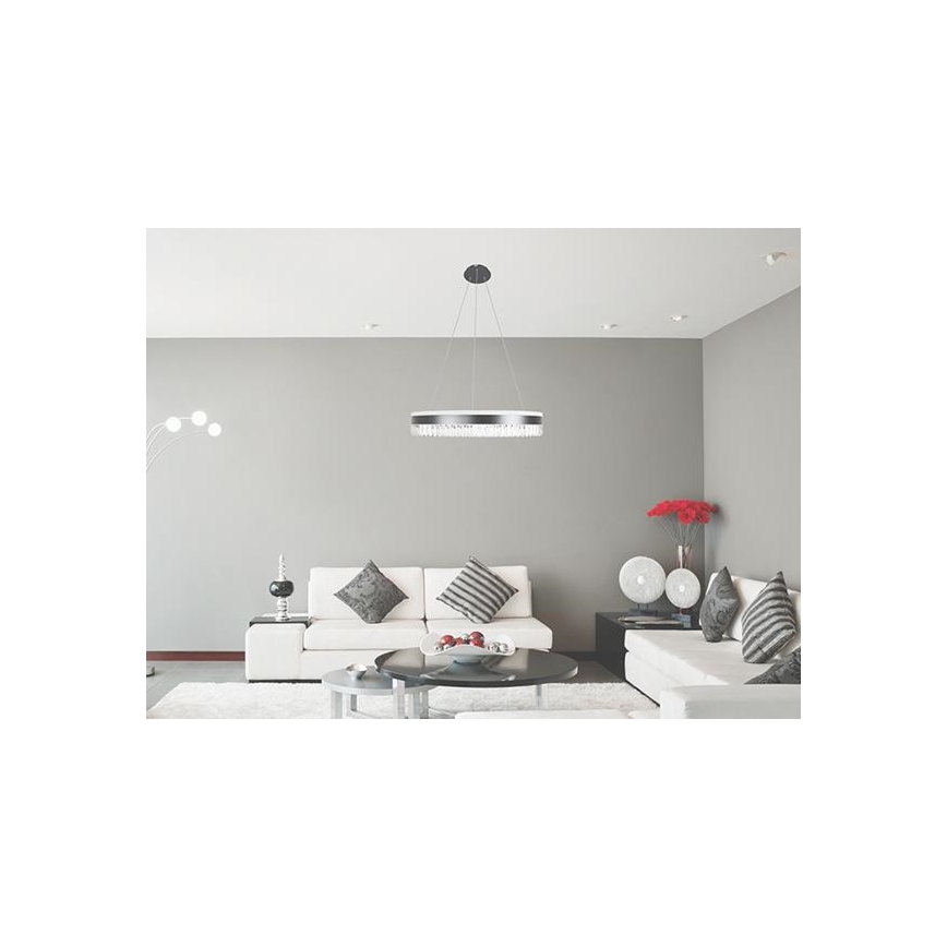 LED Prigušivi kristalni luster na sajli LED/80W/230V 3000-6500K crna + daljinski upravljač
