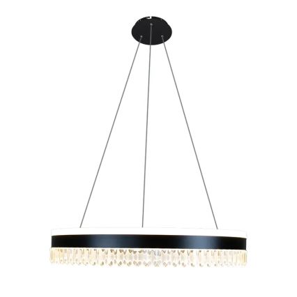 LED Prigušivi kristalni luster na sajli LED/80W/230V 3000-6500K crna + daljinski upravljač