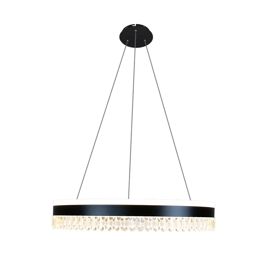 LED Prigušivi kristalni luster na sajli LED/80W/230V 3000-6500K crna + daljinski upravljač