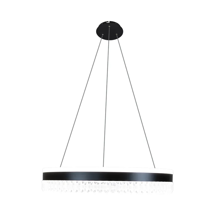 LED Prigušivi kristalni luster na sajli LED/80W/230V 3000-6500K crna + daljinski upravljač
