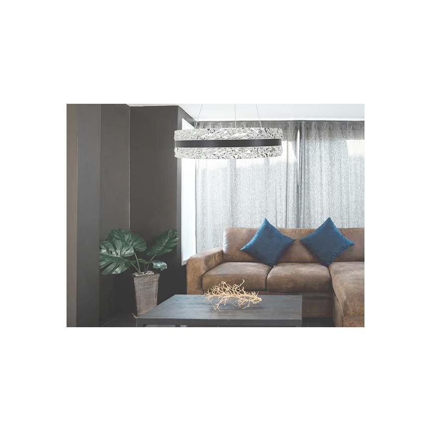 LED Prigušivi kristalni luster na sajli LED/80W/230V 3000-6500K crna + daljinski upravljač