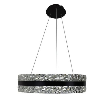 LED Prigušivi kristalni luster na sajli LED/80W/230V 3000-6500K crna + daljinski upravljač