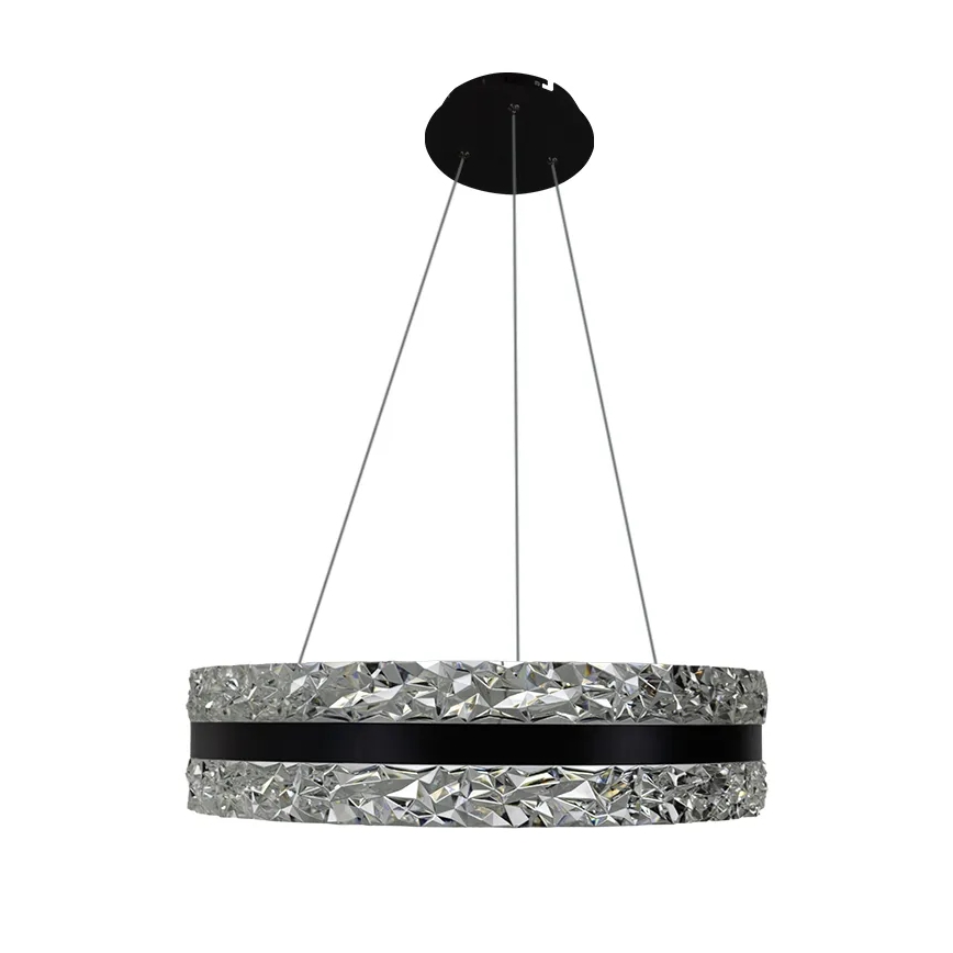 LED Prigušivi kristalni luster na sajli LED/80W/230V 3000-6500K crna + daljinski upravljač