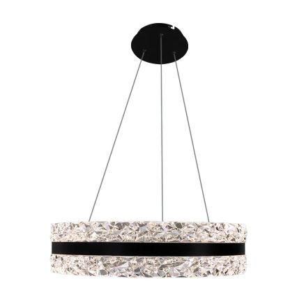 LED Prigušivi kristalni luster na sajli LED/80W/230V 3000-6500K crna + daljinski upravljač