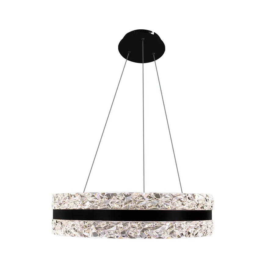 LED Prigušivi kristalni luster na sajli LED/80W/230V 3000-6500K crna + daljinski upravljač