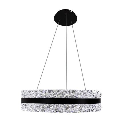 LED Prigušivi kristalni luster na sajli LED/80W/230V 3000-6500K crna + daljinski upravljač