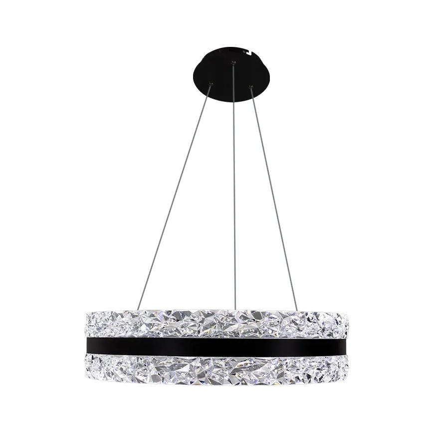 LED Prigušivi kristalni luster na sajli LED/80W/230V 3000-6500K crna + daljinski upravljač