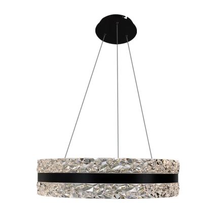 LED Prigušivi kristalni luster na sajli LED/80W/230V 3000-6500K crna + daljinski upravljač
