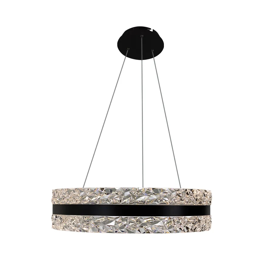 LED Prigušivi kristalni luster na sajli LED/80W/230V 3000-6500K crna + daljinski upravljač