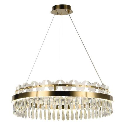 LED Prigušivi kristalni luster na sajli LED/80W/230V 3000-6500K zlatna + daljinski upravljač