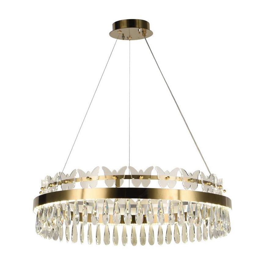 LED Prigušivi kristalni luster na sajli LED/80W/230V 3000-6500K zlatna + daljinski upravljač