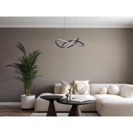 LED luster na sajli s prigušivanjem LED/85W/230V 3000-6500K Ø 60 cm + daljinski upravljač
