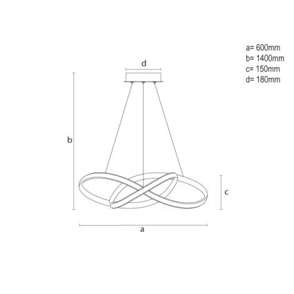 LED luster na sajli s prigušivanjem LED/85W/230V 3000-6500K Ø 60 cm + daljinski upravljač