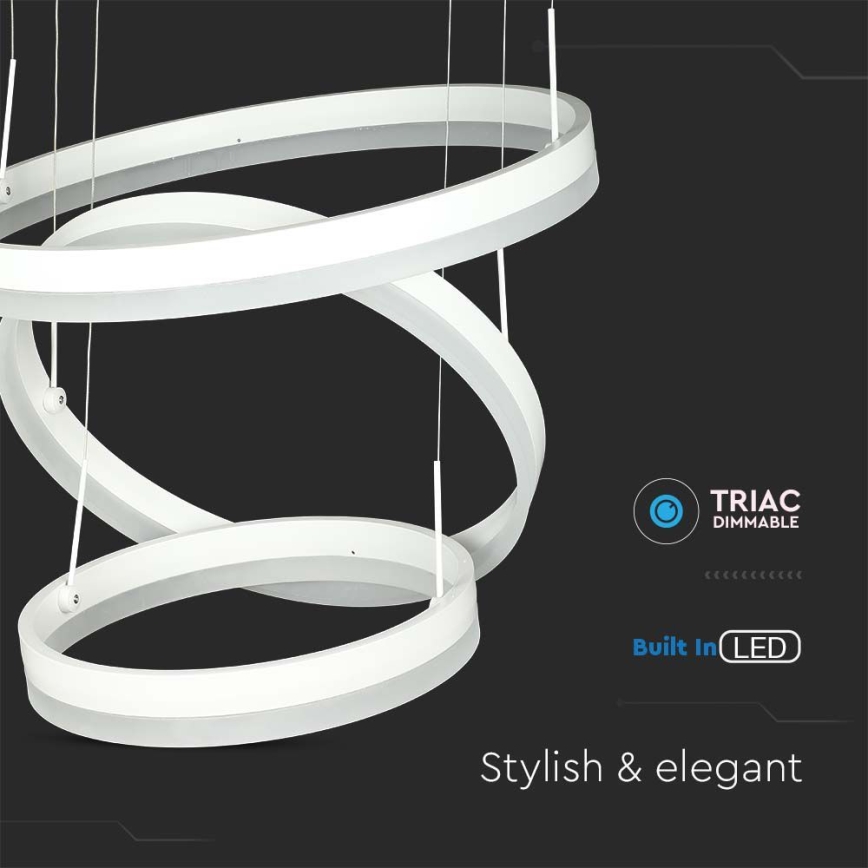 LED Prigušivi luster na sajli LED/86W/230V 3000K bijela