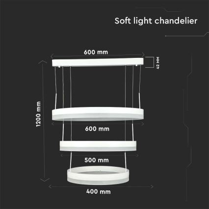LED Prigušivi luster na sajli LED/86W/230V 3000K bijela