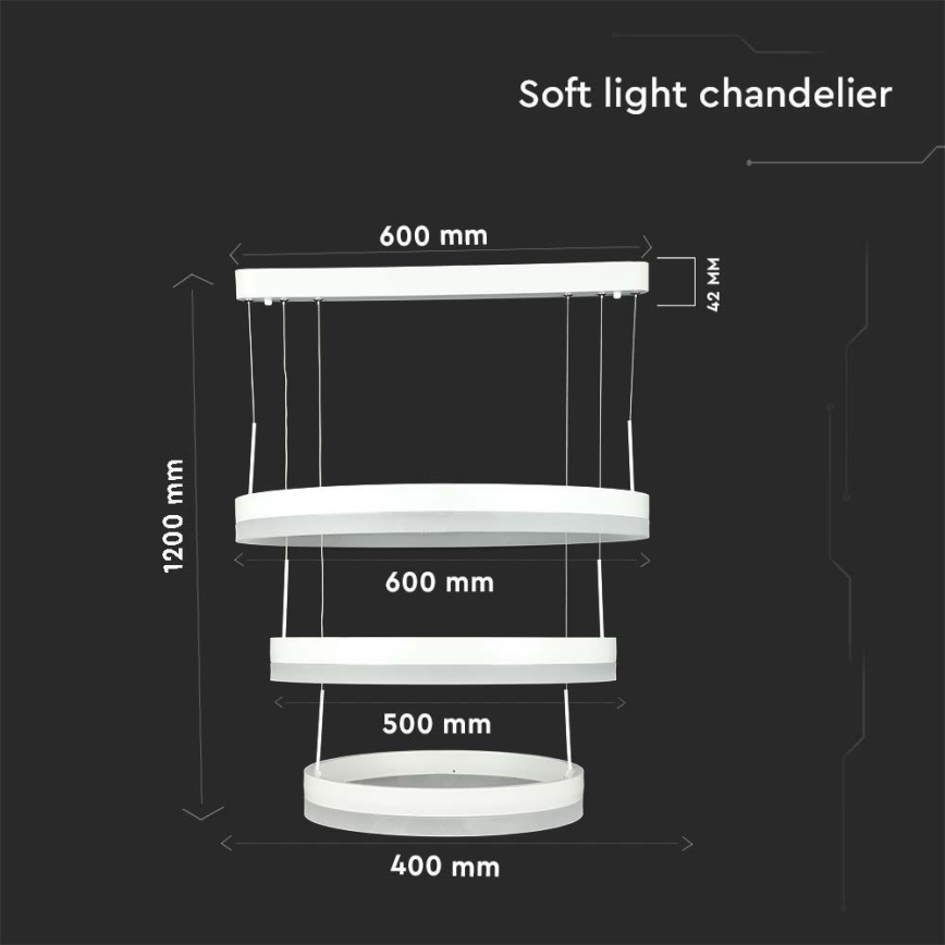 LED Prigušivi luster na sajli LED/86W/230V 3000K bijela