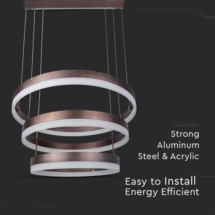 LED Prigušivi luster na sajli LED/86W/230V 3000K smeđa
