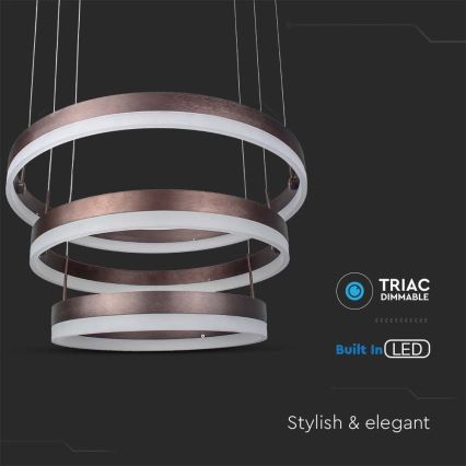 LED Prigušivi luster na sajli LED/86W/230V 3000K smeđa