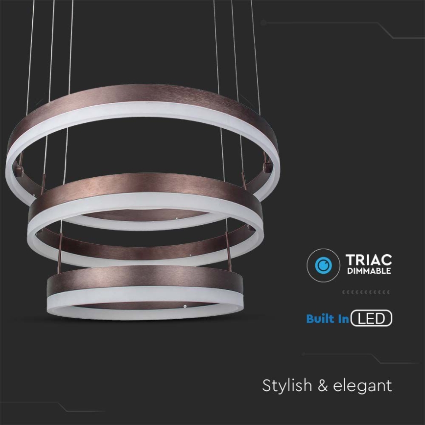 LED Prigušivi luster na sajli LED/86W/230V 3000K smeđa