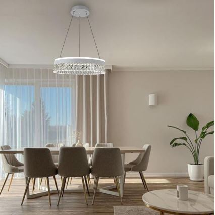 LED Prigušivi kristalni luster na sajli LED/90W/230V 3000-6500K bijela + daljinski upravljač