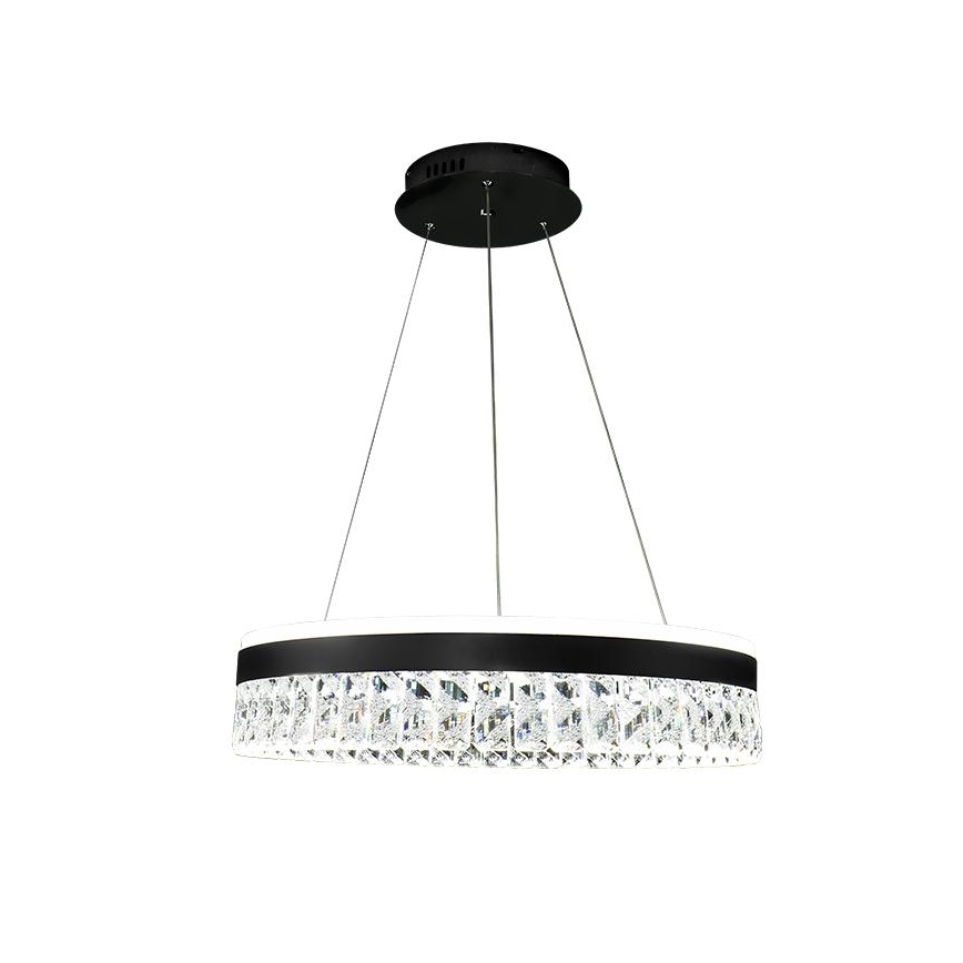 LED Prigušivi kristalni luster na sajli LED/90W/230V 3000-6500K crna + daljinski upravljač