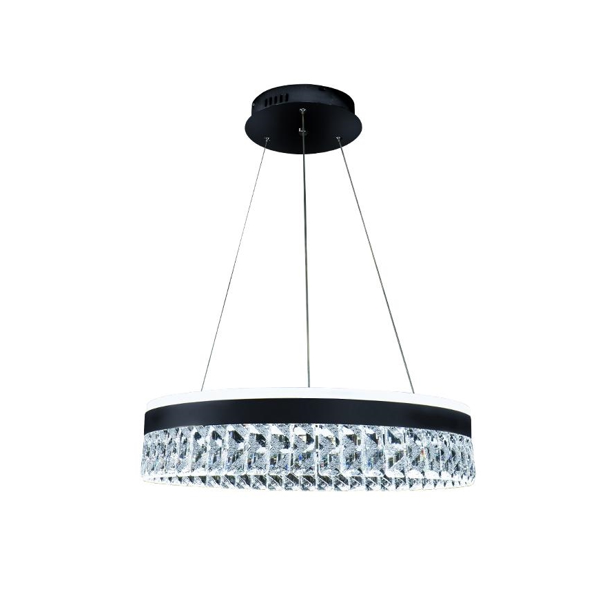 LED Prigušivi kristalni luster na sajli LED/90W/230V 3000-6500K crna + daljinski upravljač