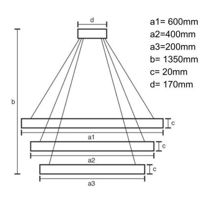 LED Prigušivi luster na sajli LED/90W/230V 3000-6500K pr. 60 cm + daljinski upravljač