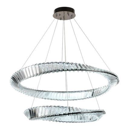 LED Prigušivi kristalni luster na sajli LED/90W/230V 3000-6500K sjajni krom + daljinski upravljač