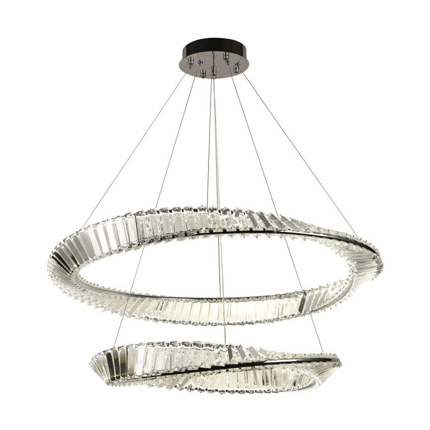 LED Prigušivi kristalni luster na sajli LED/90W/230V 3000-6500K sjajni krom + daljinski upravljač
