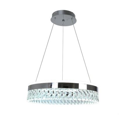 LED Prigušivi kristalni luster na sajli LED/90W/230V 3000-6500K sjajni krom + daljinski upravljač