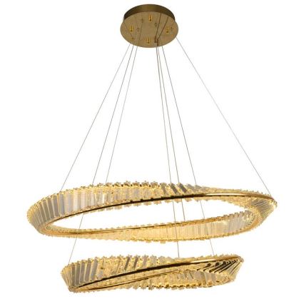 LED Prigušivi kristalni luster na sajli LED/90W/230V 3000-6500K zlatna/krom + daljinski upravljač